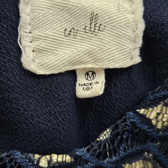 En Elle Mixed Media Tank Top Blouse Medium - Picture 3 of 8